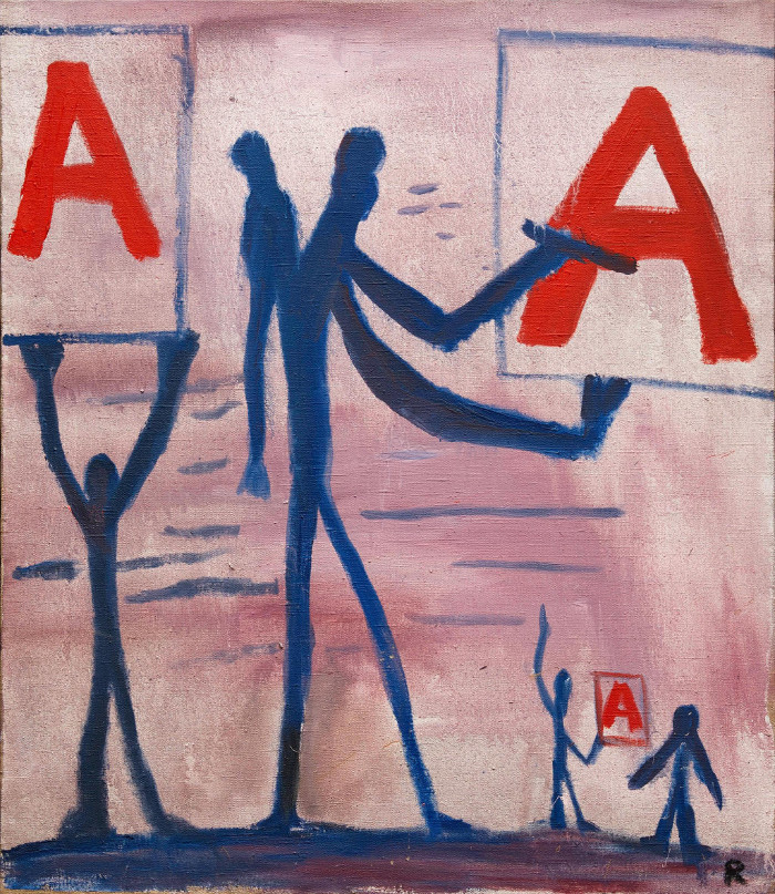 A.R. Penck : Ohne Titel (Systembild), 1966. Huile sur toile, 110 x 95 cm. © Adagp Paris 2017 - Courtesy Galerie Michael Werner Märkisch Wilmersdorf, Köln & New York.